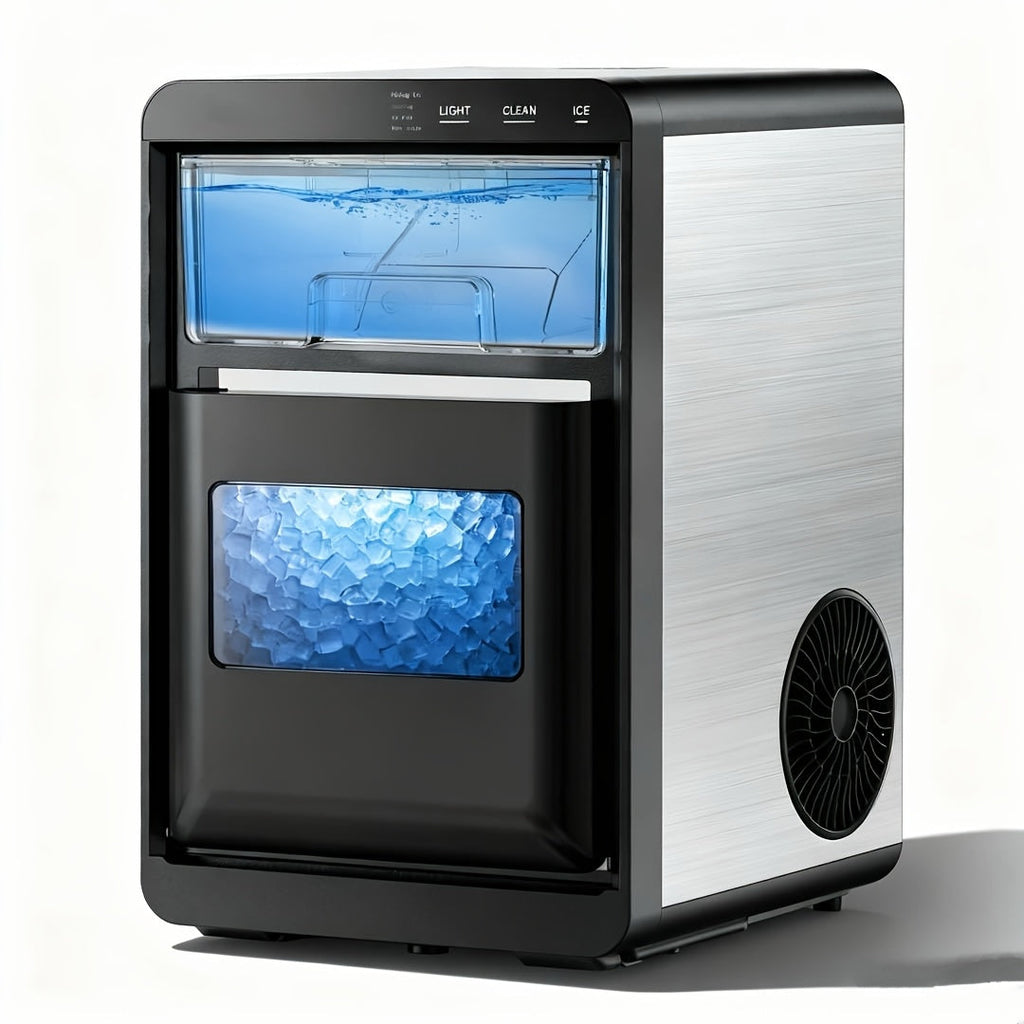 Nugget Ice Maker Countertop, 44Lbs/24H Pebble Ice Maker Machine, Self-Cleaning Pellet Ice Machine with Ice Scoop&Basket