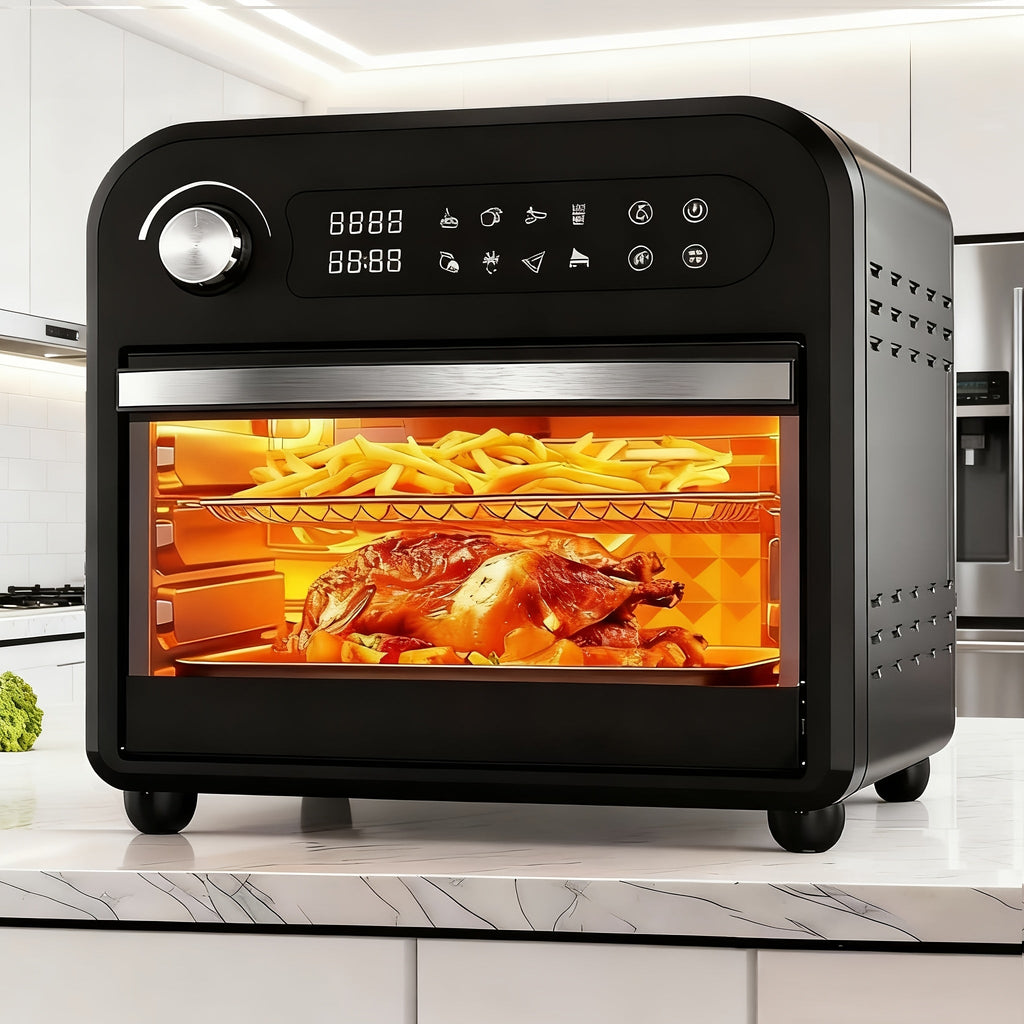 Extra Large Capacity Convection Air Fryer Toaster Oven Combo, 360° Hot Air Circulation, High Power Fast Preheat & Cooking, LED Digital Display