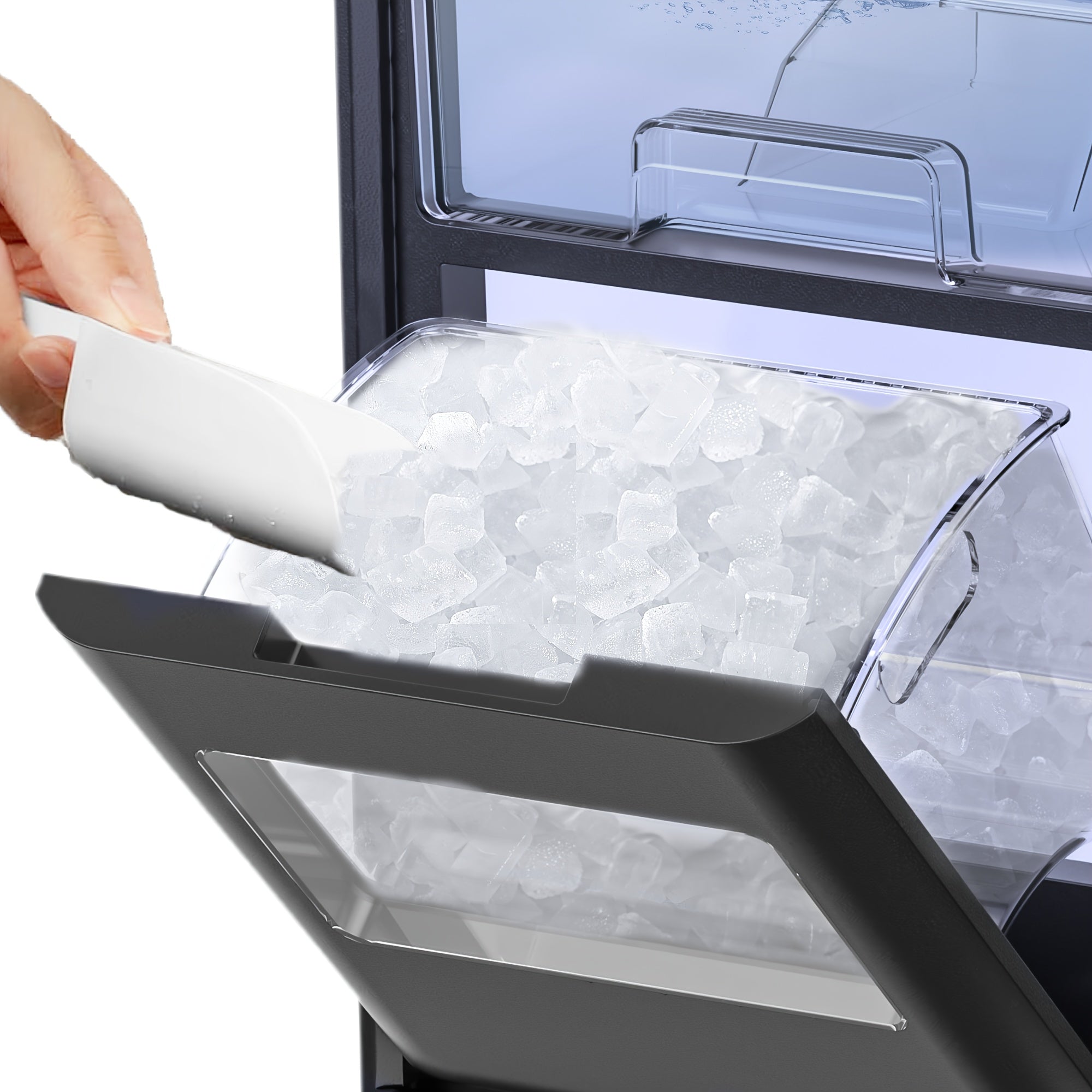 Nugget Ice Maker Countertop, 44Lbs/24H Pebble Ice Maker Machine, Self-Cleaning Pellet Ice Machine with Ice Scoop&Basket