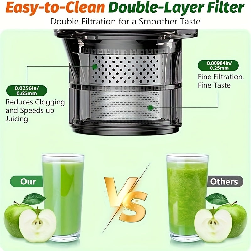 Efficient Cold Press Juicer, 350W Slow Masticating Juicer with 4.7" Extra Wide Feed Chute