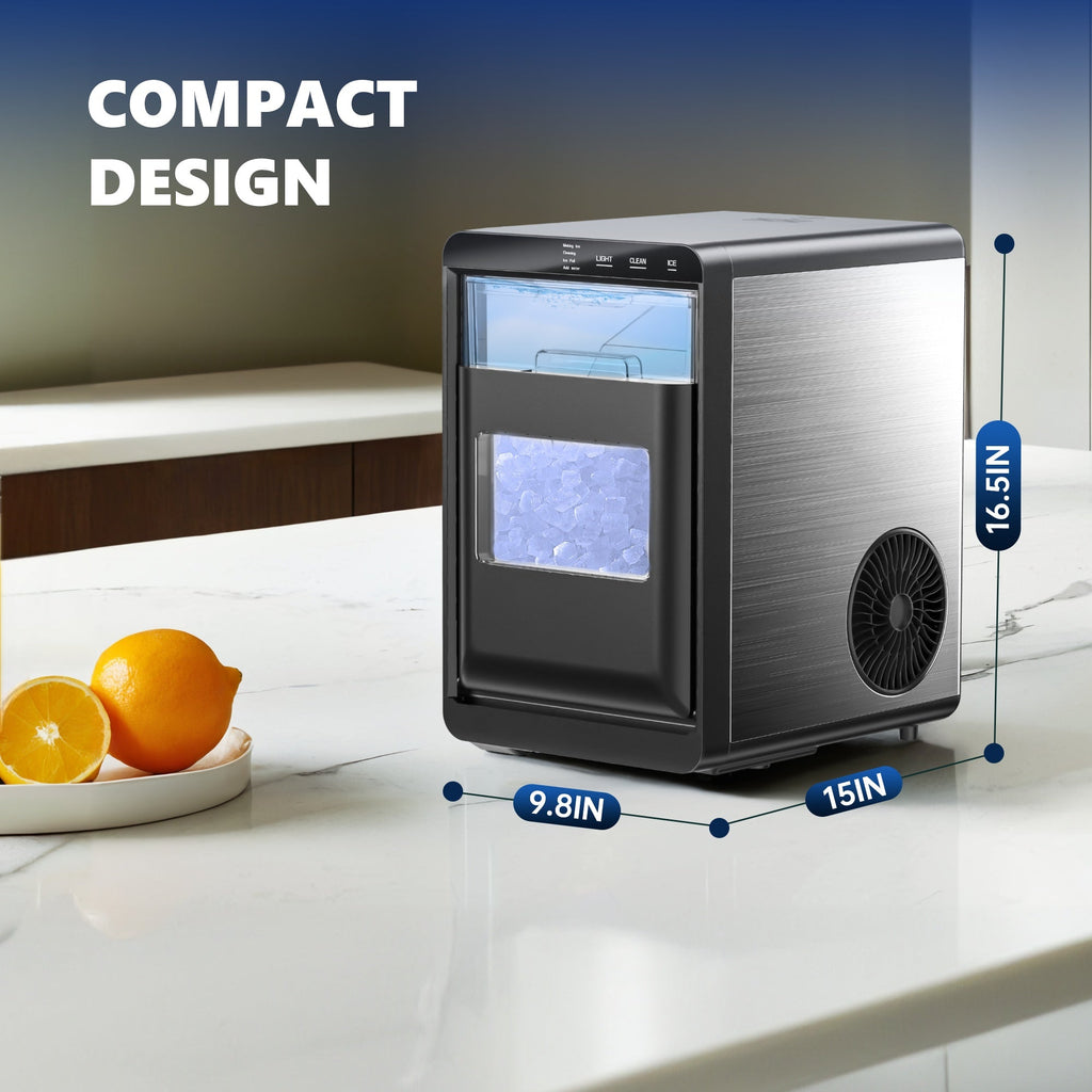 Nugget Ice Maker Countertop, 44Lbs/24H Pebble Ice Maker Machine, Self-Cleaning Pellet Ice Machine with Ice Scoop&Basket