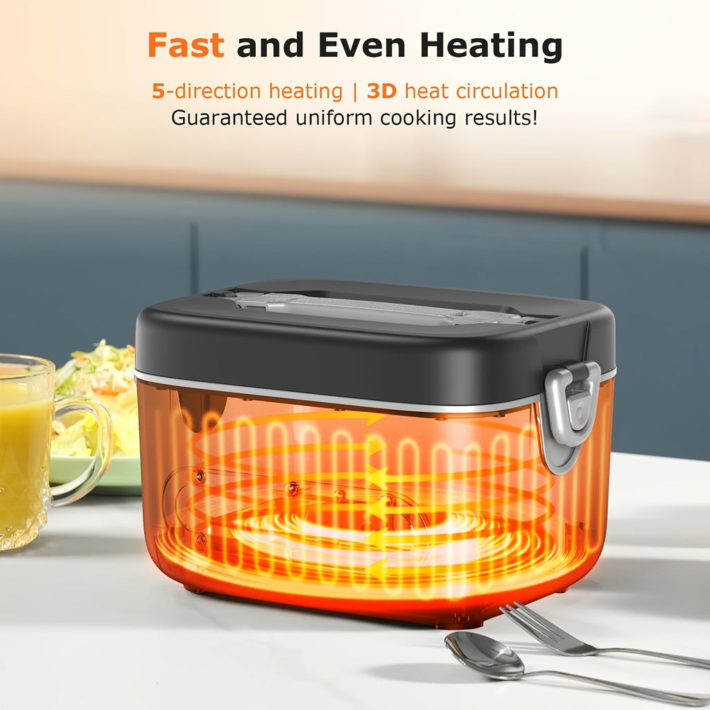 1.2L Cordless Lunch Box - 12000mAh Built-In - Heater with 5 Heating Elements & Auto Temp Control, Stainless Food Warmer for Office, Truck