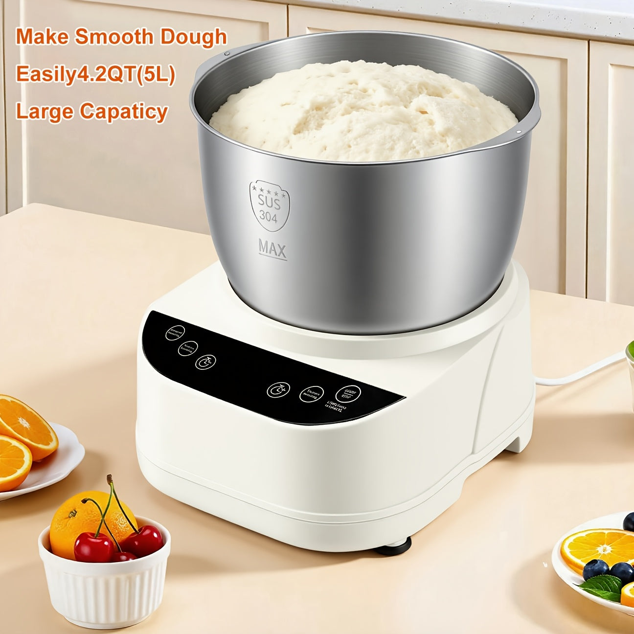 Electric Dough Maker, 1.32gal/5.28qt Home Dough Mixer with Fermentation Function, Microcomputer Timer