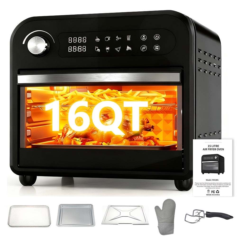 Extra Large Capacity Convection Air Fryer Toaster Oven Combo, 360° Hot Air Circulation, High Power Fast Preheat & Cooking, LED Digital Display