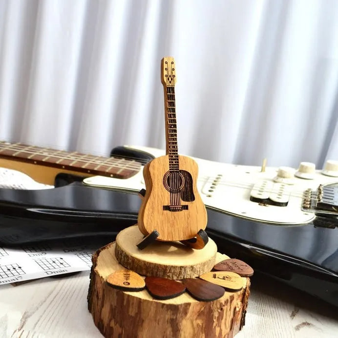 🎸Wooden Acoustic Guitar Pick Box