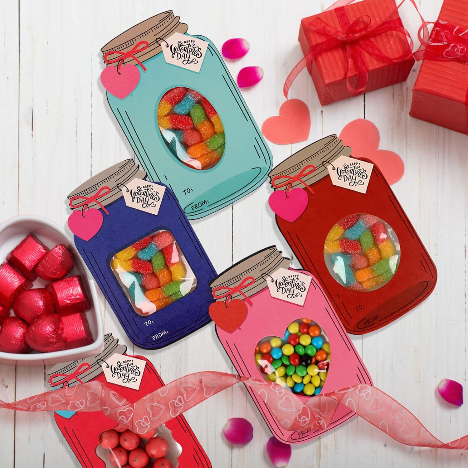 🔥Hot Sale 50% OFF - 💖Mason Jar Happy Valentines Day Cards🍬