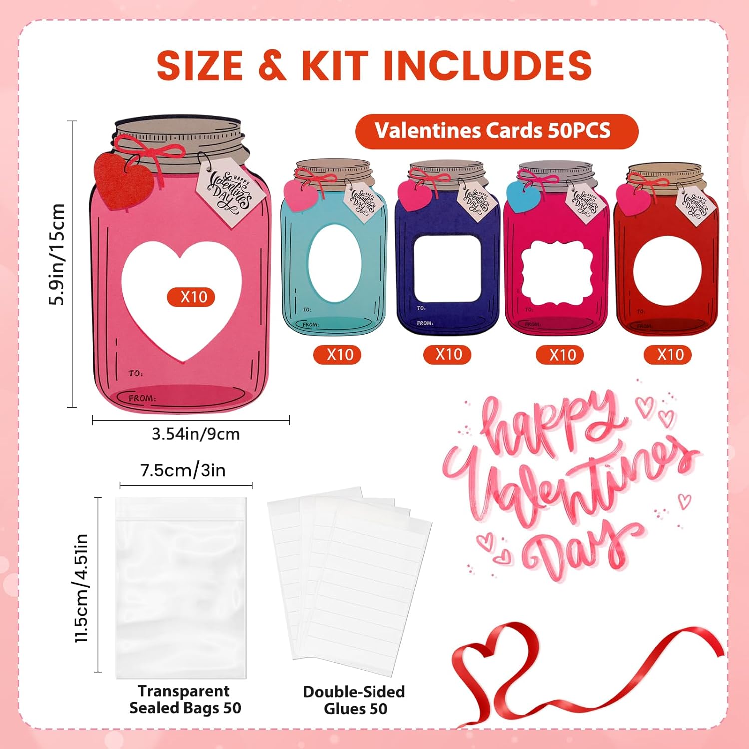🔥Hot Sale 50% OFF - 💖Mason Jar Happy Valentines Day Cards🍬