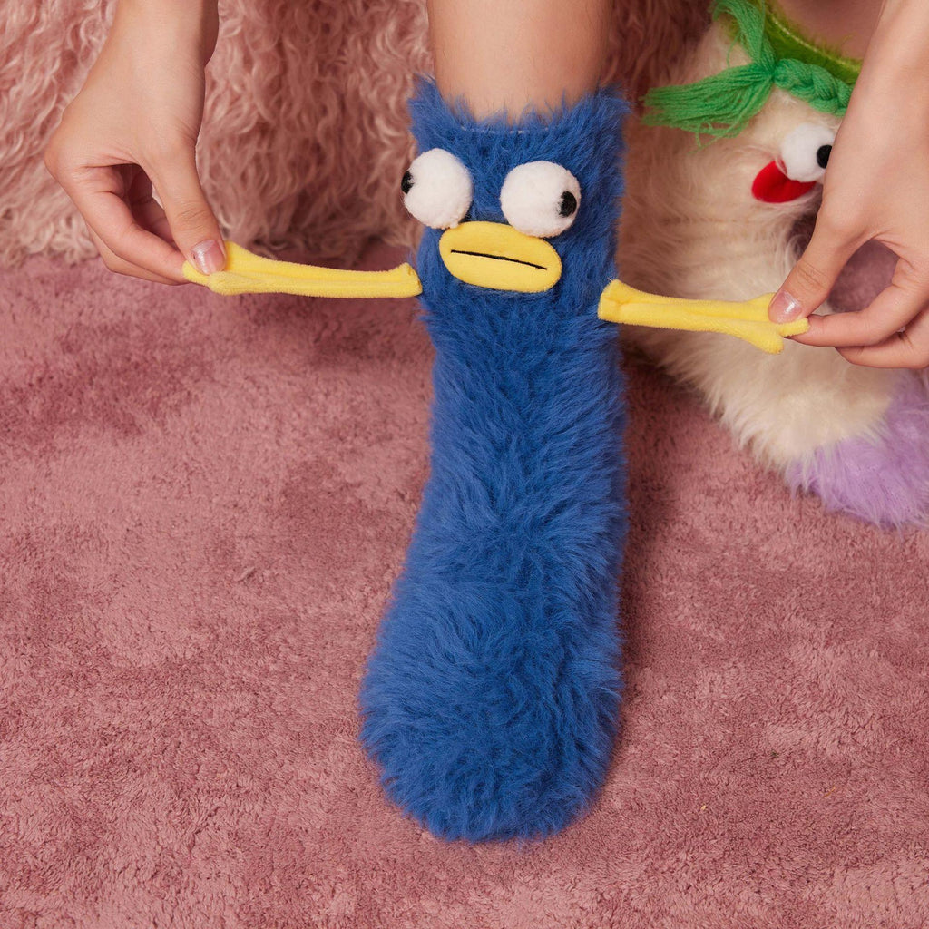 Unleash the Cuteness❄️: Warm & Cozy Fluffy Cartoon Monster Socks on Sale! 🧦👾