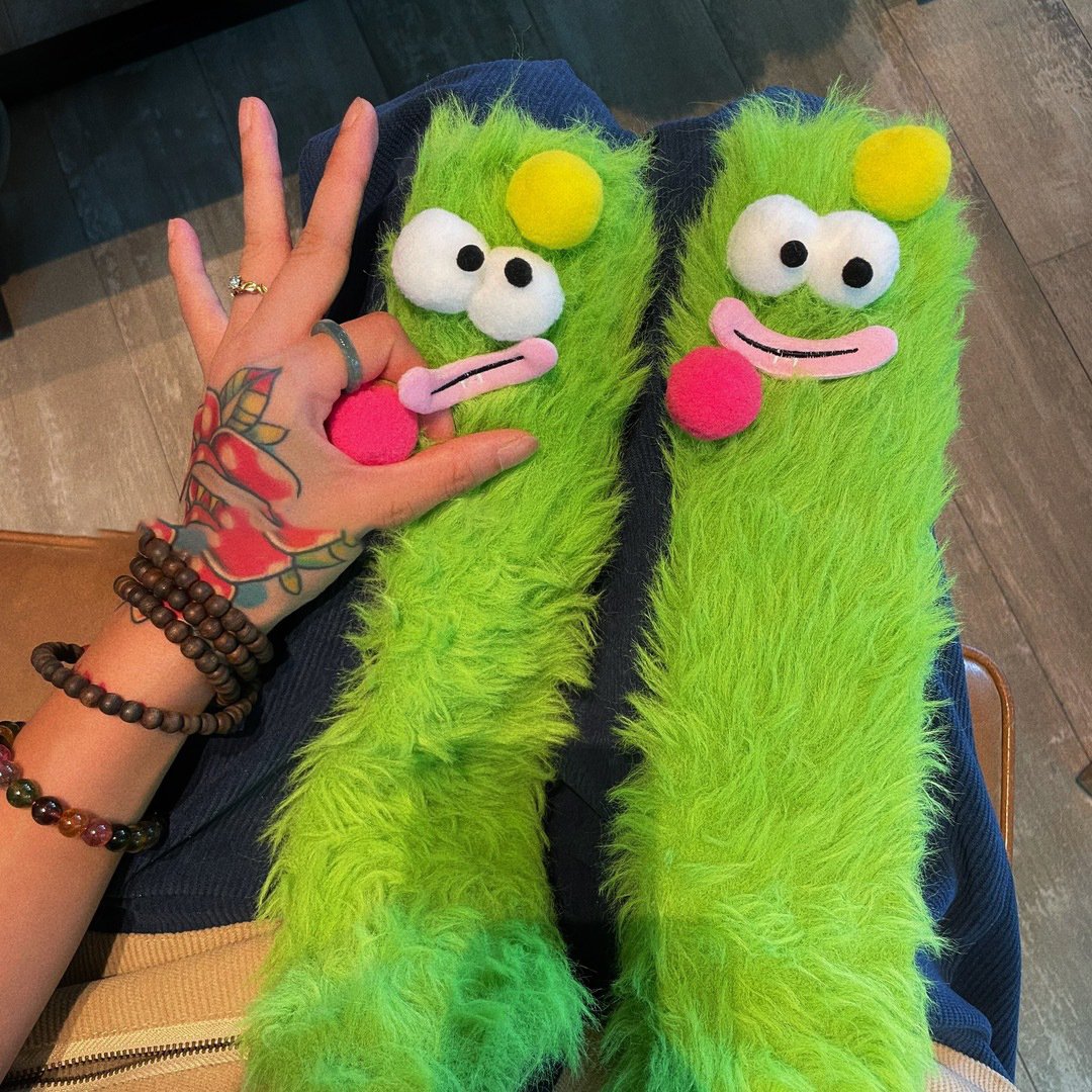 Unleash the Cuteness❄️: Warm & Cozy Fluffy Cartoon Monster Socks on Sale! 🧦👾
